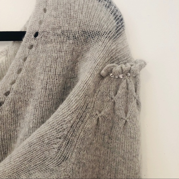 Wildfox Grey Rhinestone Ruffle Sweater - Picture 6 of 8